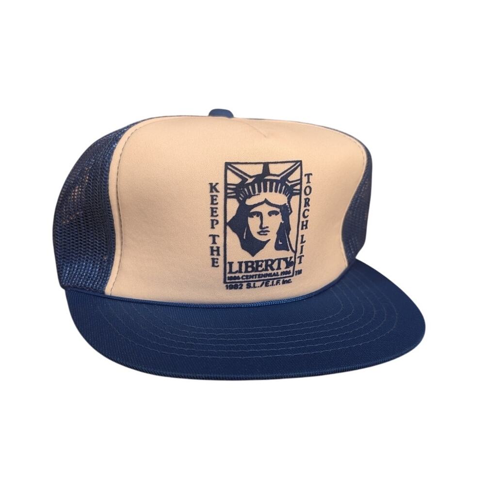 Vintage Statue of Liberty 1986 Centennial Snapback Trucker Hat NWT Blue White